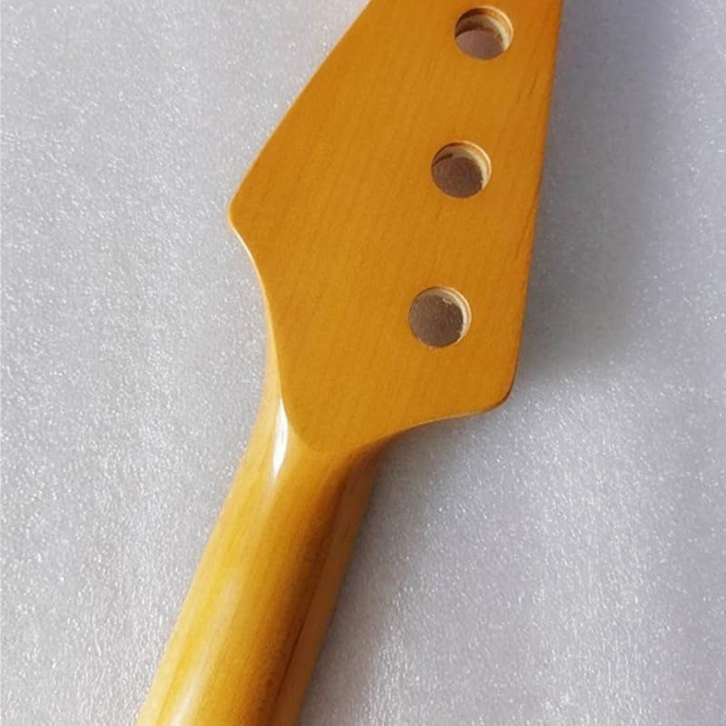 21 Frets Maple Electric Bass Guitar Neck With Maple Fingerboard Inlay Dots Yellow Color Glossy Paint Guitar Parts