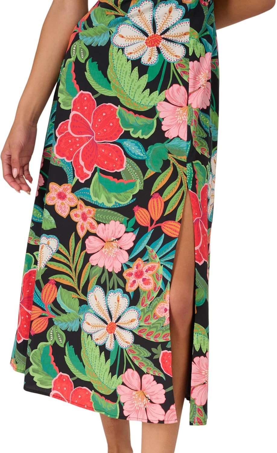 Adrianna Papell 3D Floral Print Midi Dress, Black Multi