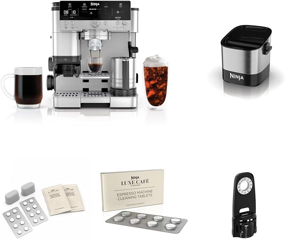 Ninja Espresso Machine, Luxe Café Premier Series, Drip Coffee Maker & Accessories, Includes Knockbox, Water Filter Housing, 8PK Machine Cleaning Tablets & 4 Months Cleaning Supply Kit, Stainless Steel