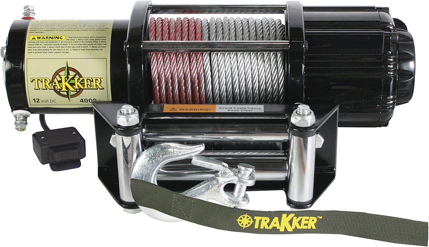 KEEPER KT4000 12V Electric Winch, 4,000 lb. Capacity, Galvanized Wire Rope, 3-Stage Gearbox, LED Work Light, ATV & UTV Off-Road Winch