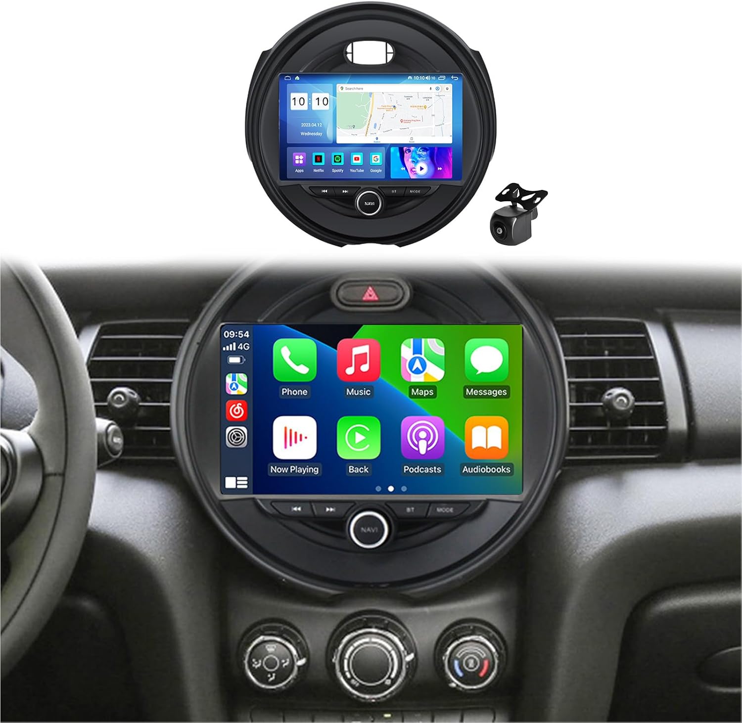 9 Inch Touchscreen Car Stereo Radio for Mini 2014 2015 2016 2017 2018 2019 2020, Supports Bluetooth, GPS, CarPlay, Android Auto, Reverse Camera(Size:8 Core 8+128 G M700S)