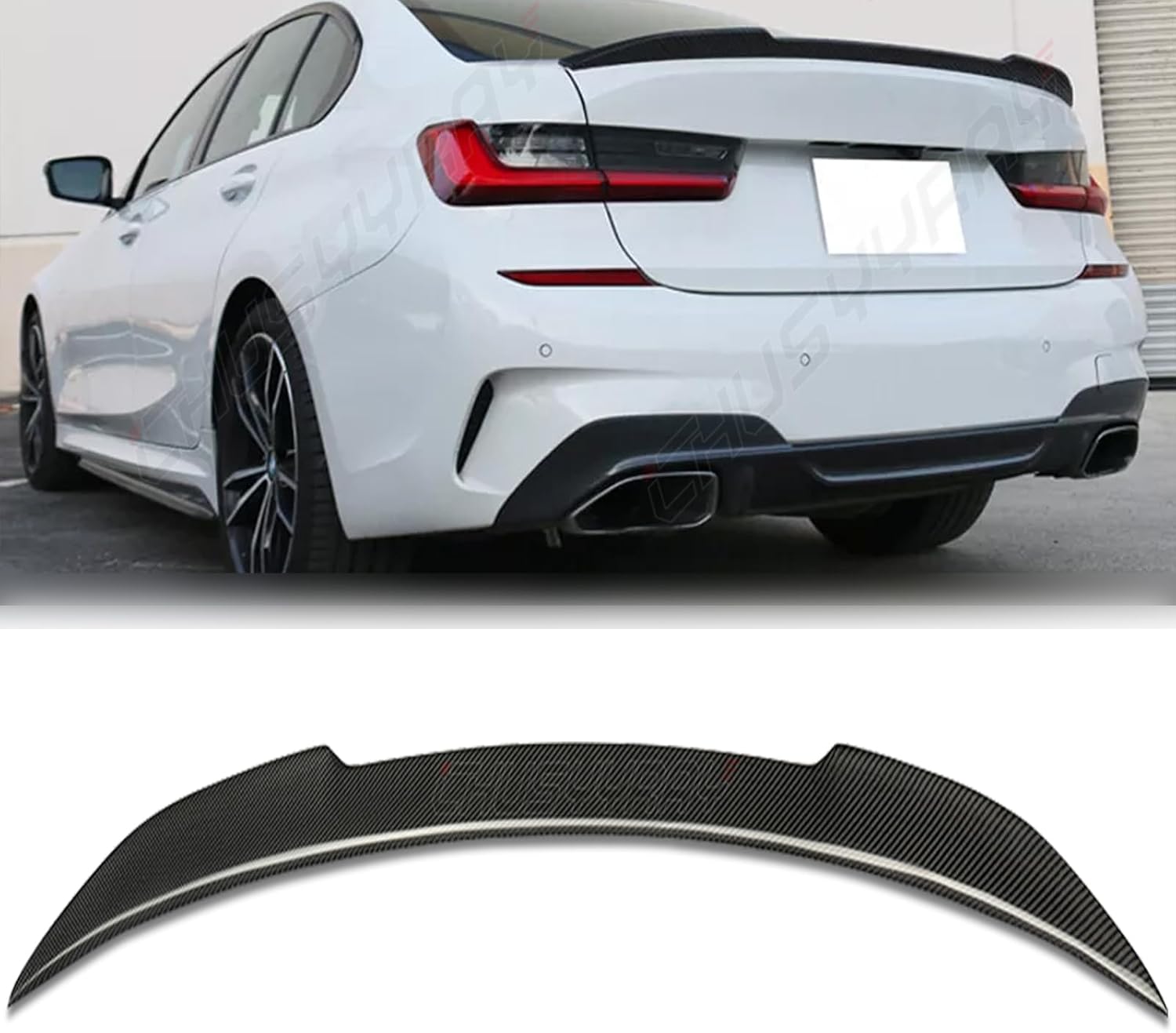 CHUSYYRAY Spoiler Wing Compatible with BMW G80 M3 Sedan 2021 2022 2023 2024 Car Rear Spoiler Exterior Rear Spoiler Kit, Car Exterior Accessories for Men Women (Carbon Fiber Pattern)