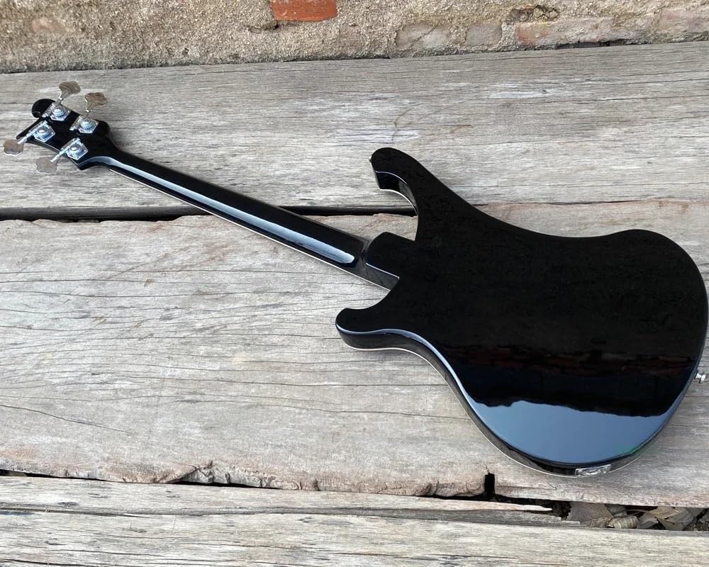 4-String Electric Bass Guitar - Black Neck-Thru Body, Maple Neck, Humbucker & Single Coil Pickups