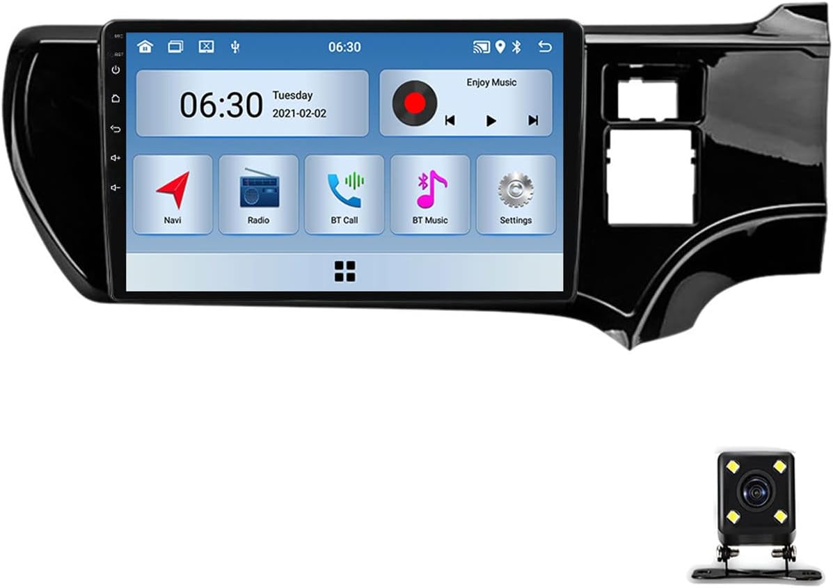 Double Din Car Stereo, 9 Inch Touchscreen Car Radio Bluetooth Multimedia Player with Backup Camera Compatible with Carplay, Android Auto, Mirror Link, FM Radio for Toyota Aqua 2011~2017