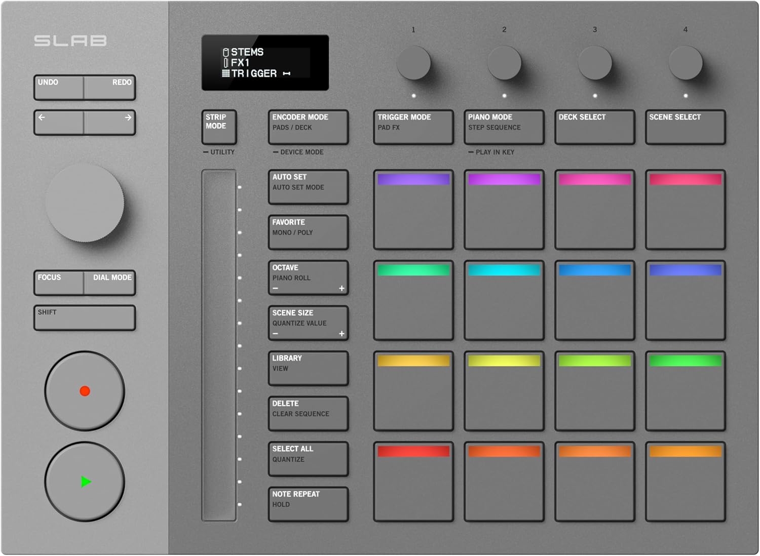 AlphaTheta SLAB MIDI Controller — Unlock Serato Studio (Full Version), Multi‑Function Dial & Focus Control, 16 Velocity Pads With Aftertouch, Touch Strip Performance; Works with Serato DJ Pro