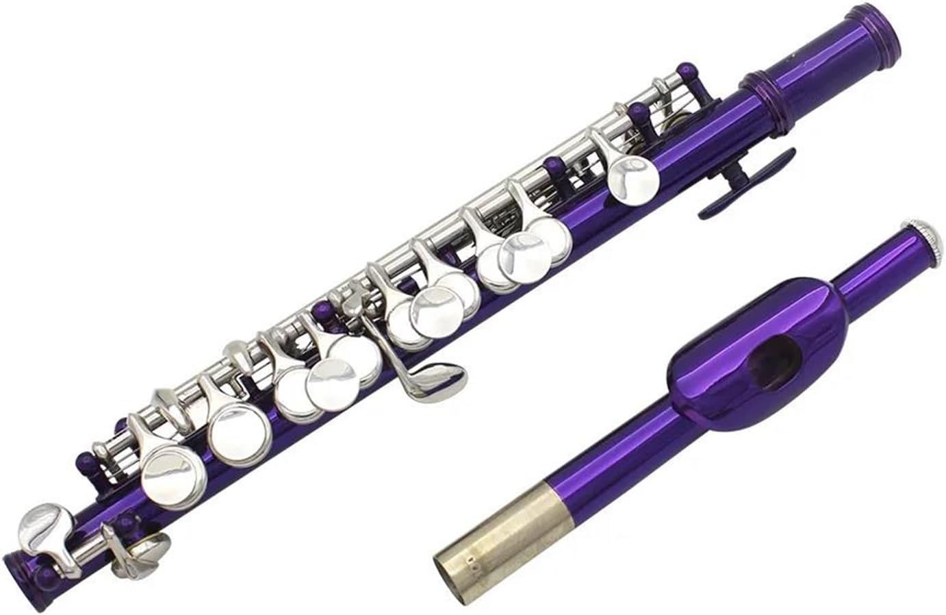 Purple Piccolo 16 Holes E Key Woodwind Instrument Half-size Flute Cupronickel With Leather Box
