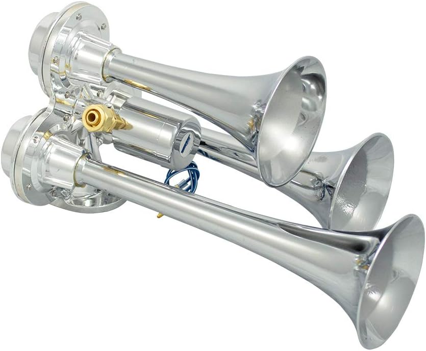 Caboose Chrome 12/24 Volt Air Horn Only - 3 Trumpets