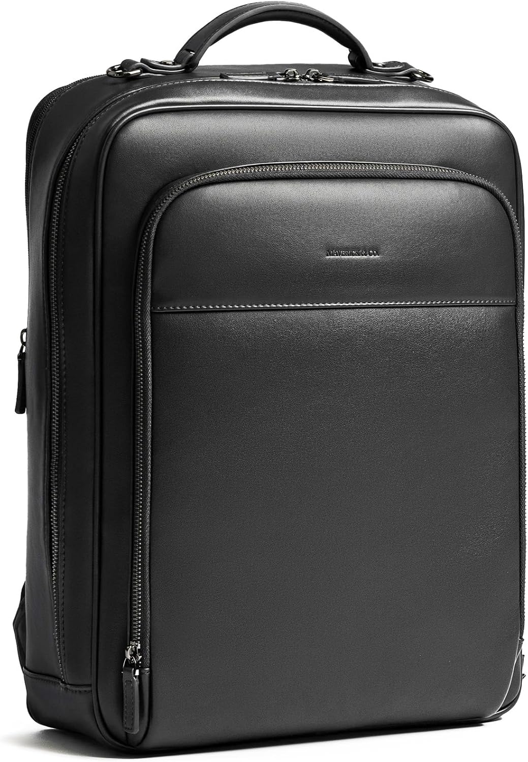 Maverick & Co. Windsor Men’s Leather Laptop Backpack – Work, Travel, Tech, Business, Nylon, Stylish College Daypack (Black)