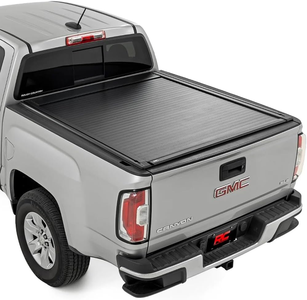 Rough Country Powered Retractable Tonneau Cover for Chevy Colorado & GMC Canyon (2015-2026) - Fits 5' Bed, Key Fob Control, Lockable, Weather-Resistant Bed Cover
