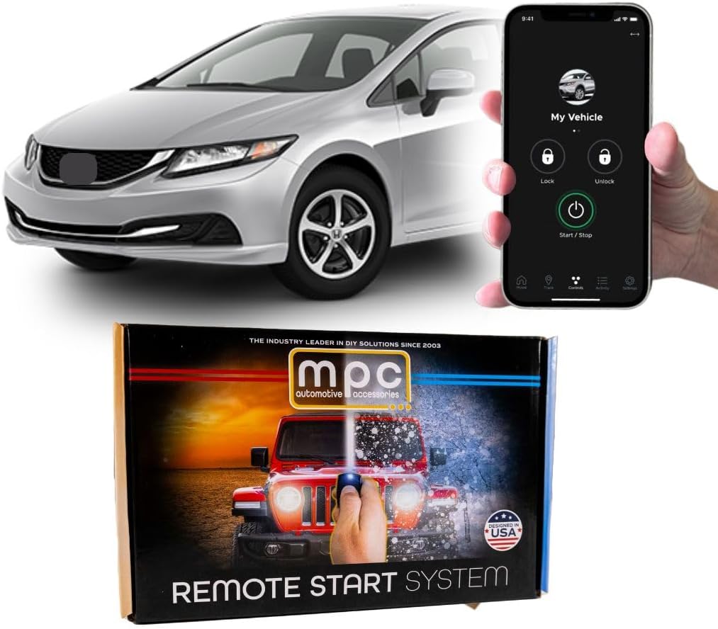 MPC Smartphone Or OEM Remote Activated Remote Start Kit Compatible with Honda Civic 2012-2015 with T-Harness. for Key-Start Cars ONLY