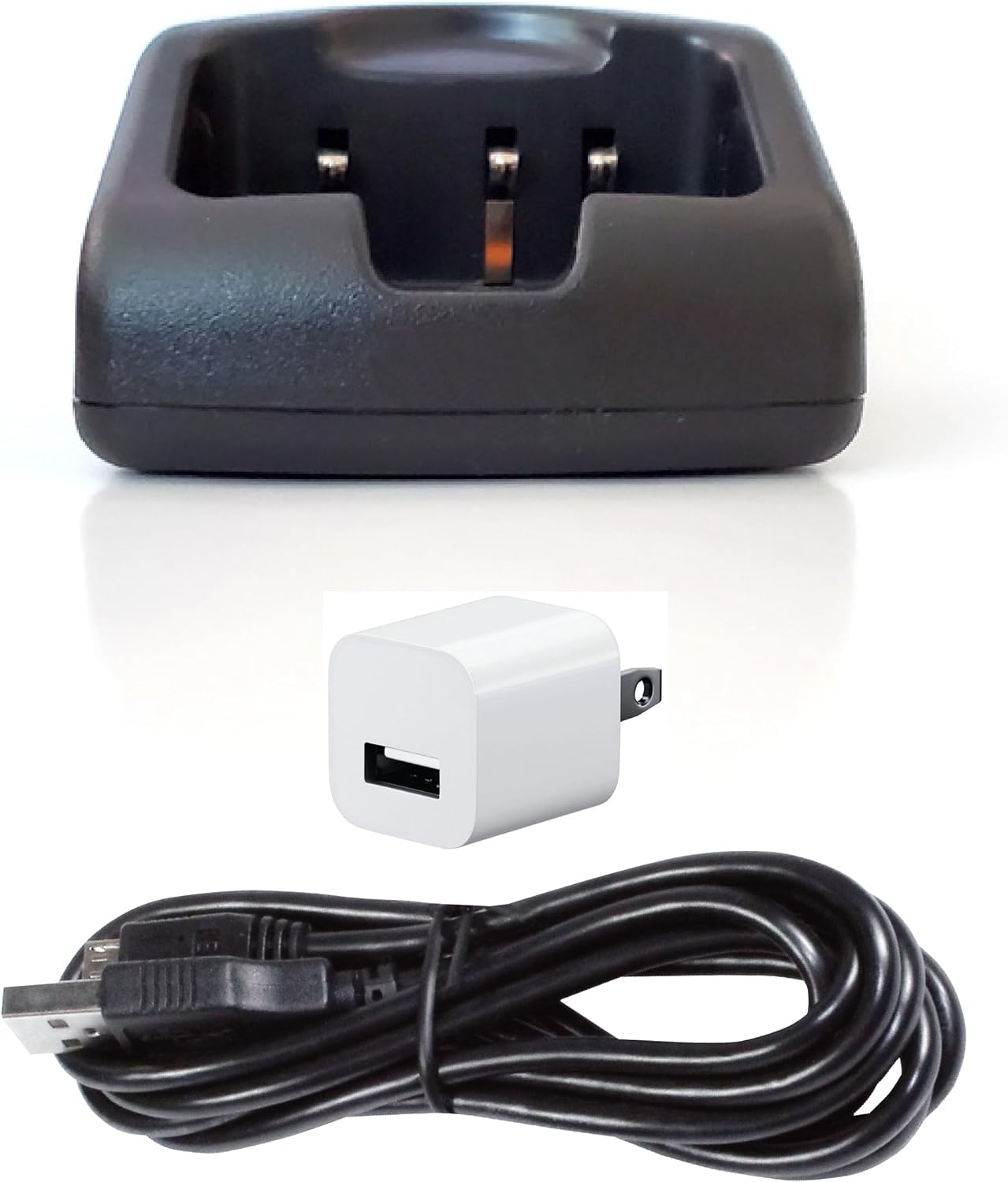 PRYMEMAX™ BTH-550-MAX Wireless Speaker Microphone with Desk-Top Charger, Rotary Volume Control for 2-Way Radios, Cellphones and Tablets with Bluetooth (iOS or Android), Works with Most PTT (PoC) Apps