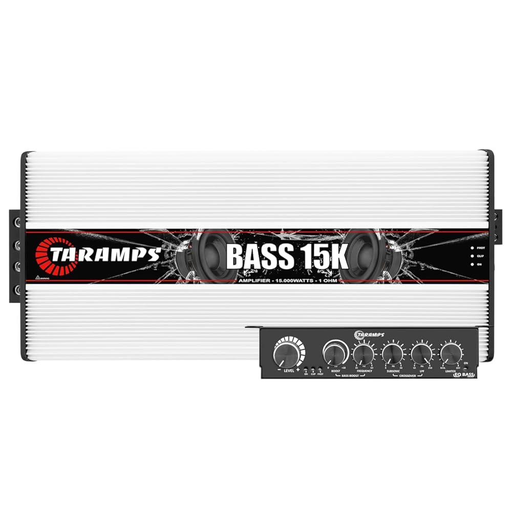 Taramps Bass 15k 1 Ohm 1 Channel 15000 Watts RMS, Mosfet Amplifier with EQ BASS, Gain Control, Class D, Monoblock Digital, Car Audio Amp, Great for Subwoofers