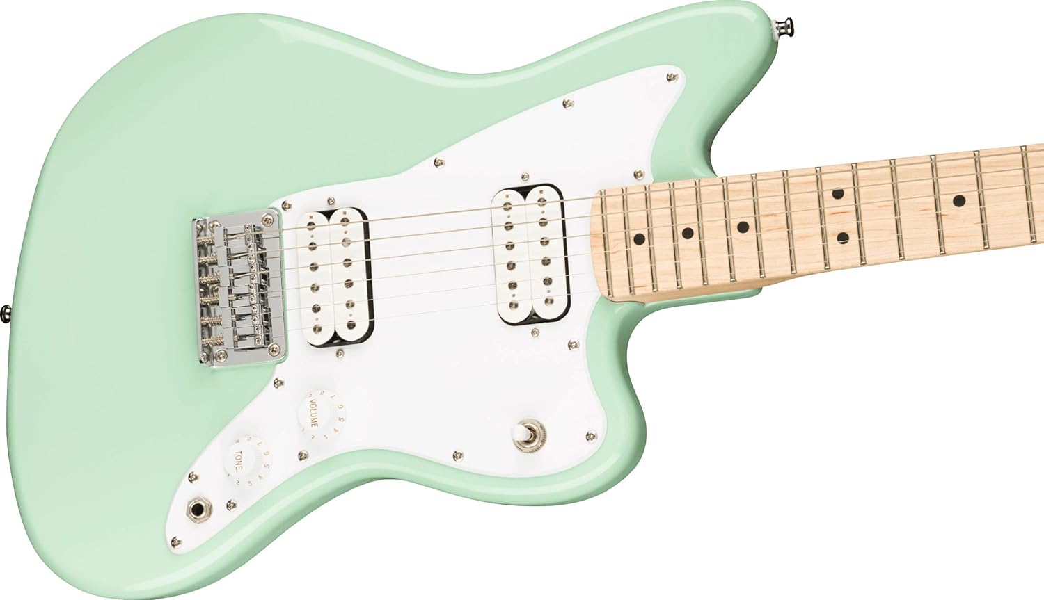 Squier Mini Jazzmaster Electric Guitar, with 2-Year Warranty, Surf Green, Maple Fingerboard