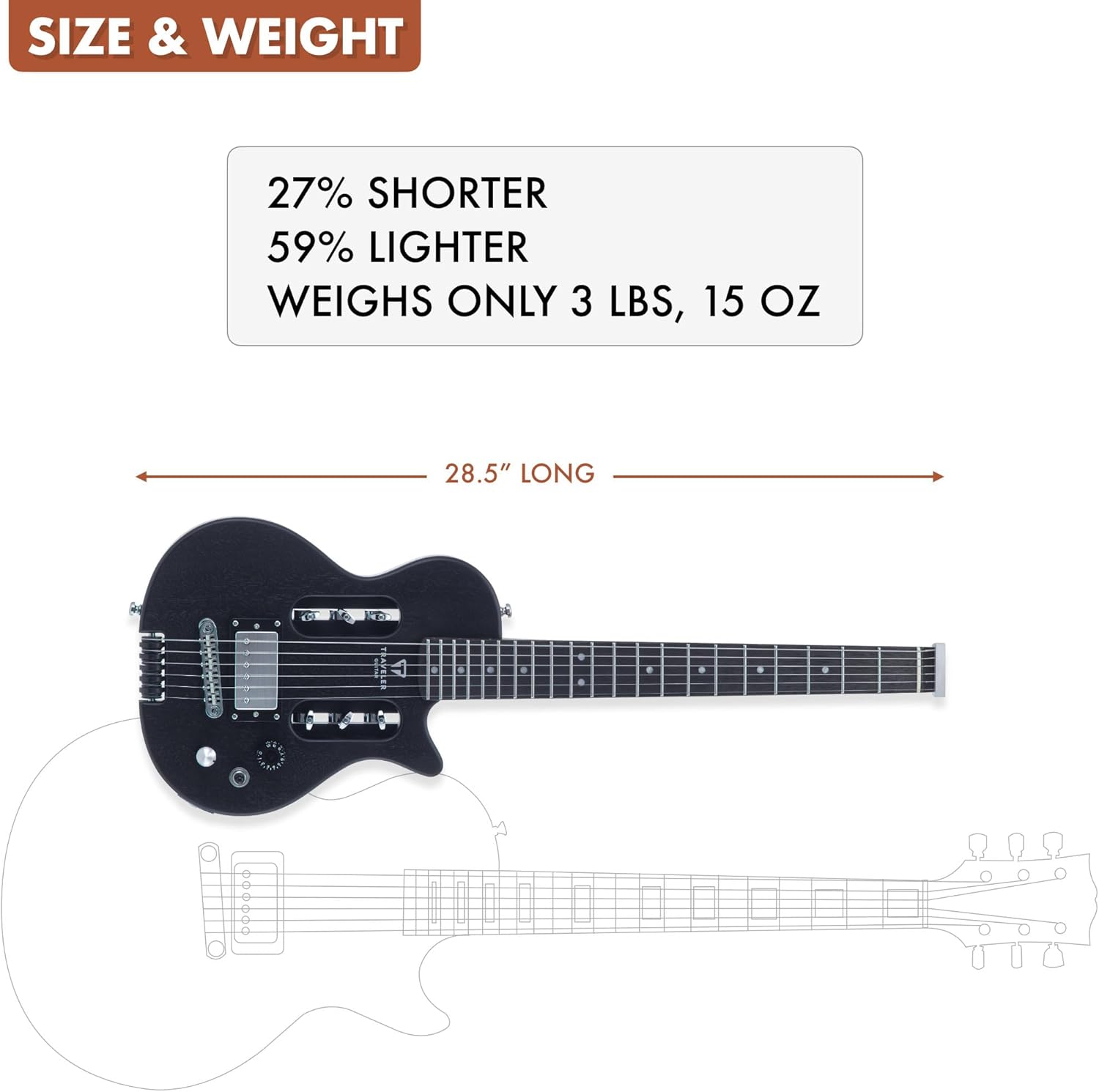 EG-1 Mod-X Electric Hybrid Travel Guitar w/Deluxe Gig Bag