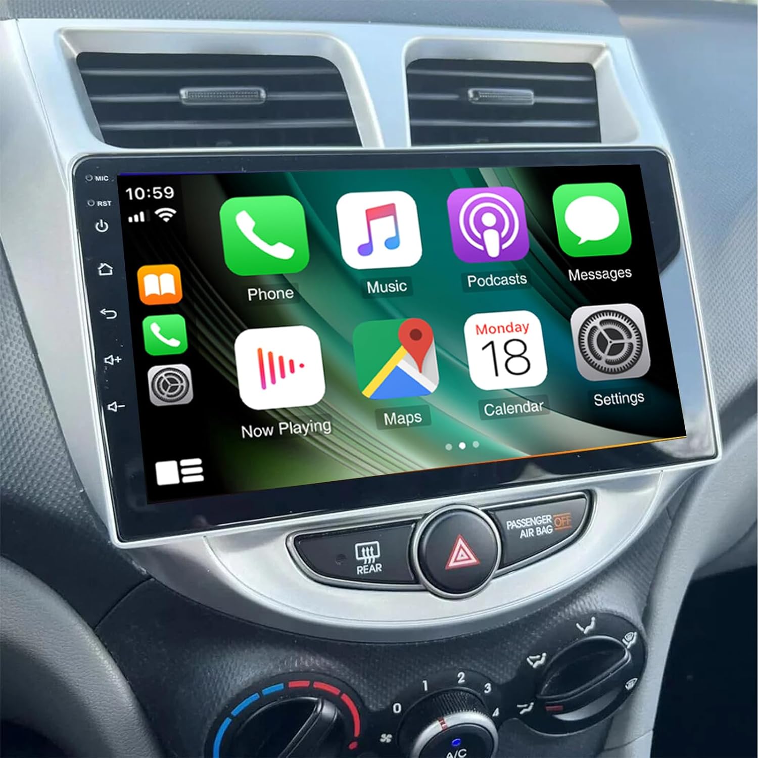 PHEZEN Car Stereo Radio Fit for Hyundai Accent Verna Solaris 2011-2019, 9 inch Touchscreen Car Radio with Carplay Android Auto Support Bluetooth FM GPS Navigation Backup AHD Camera - 2+32G