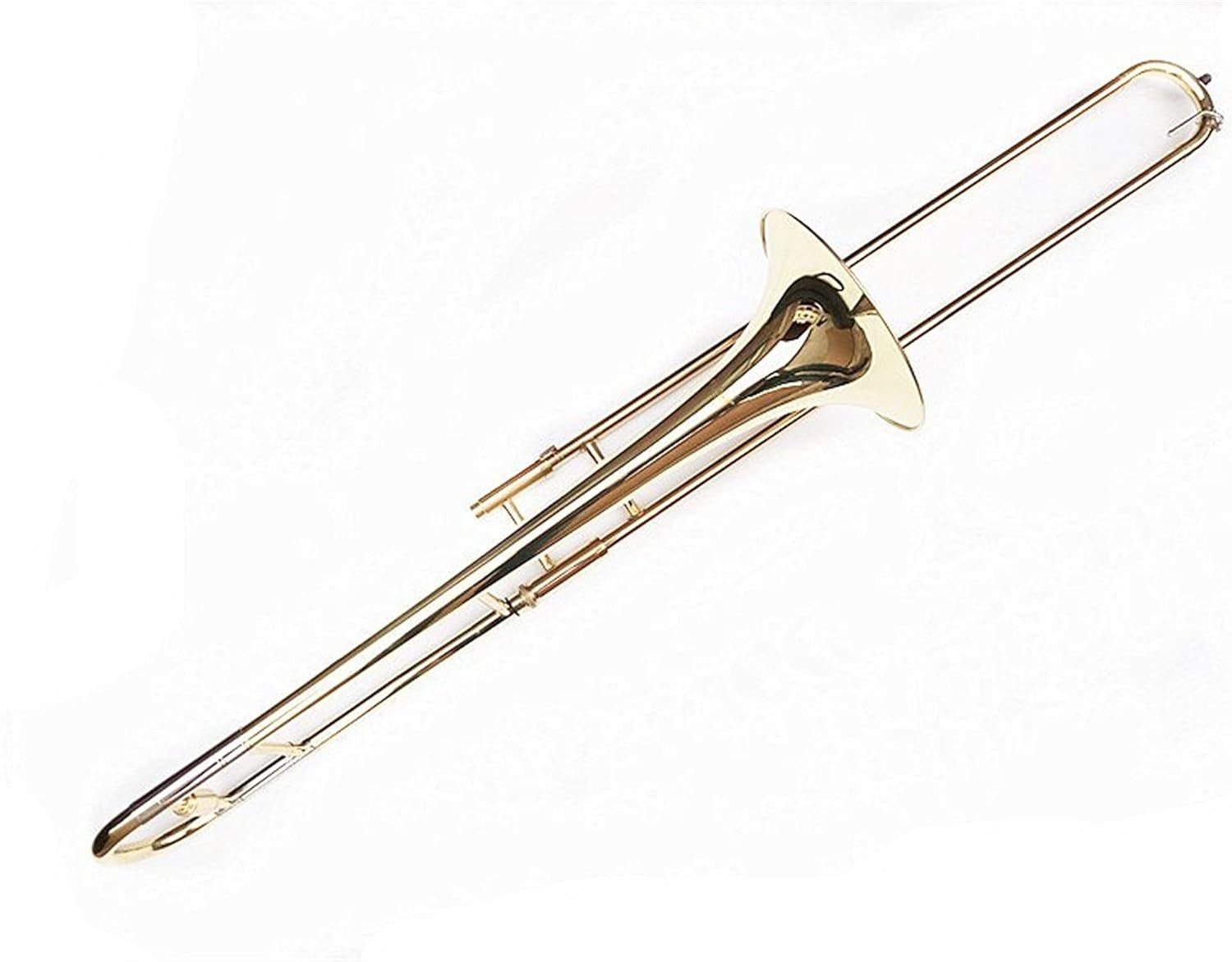 Student Trombone Bb Alto Trombone Brass Golden Paint B Flat Wind Instrument with Cupronickel Mouthpiece Cleaning Stick Box Trombone Kit