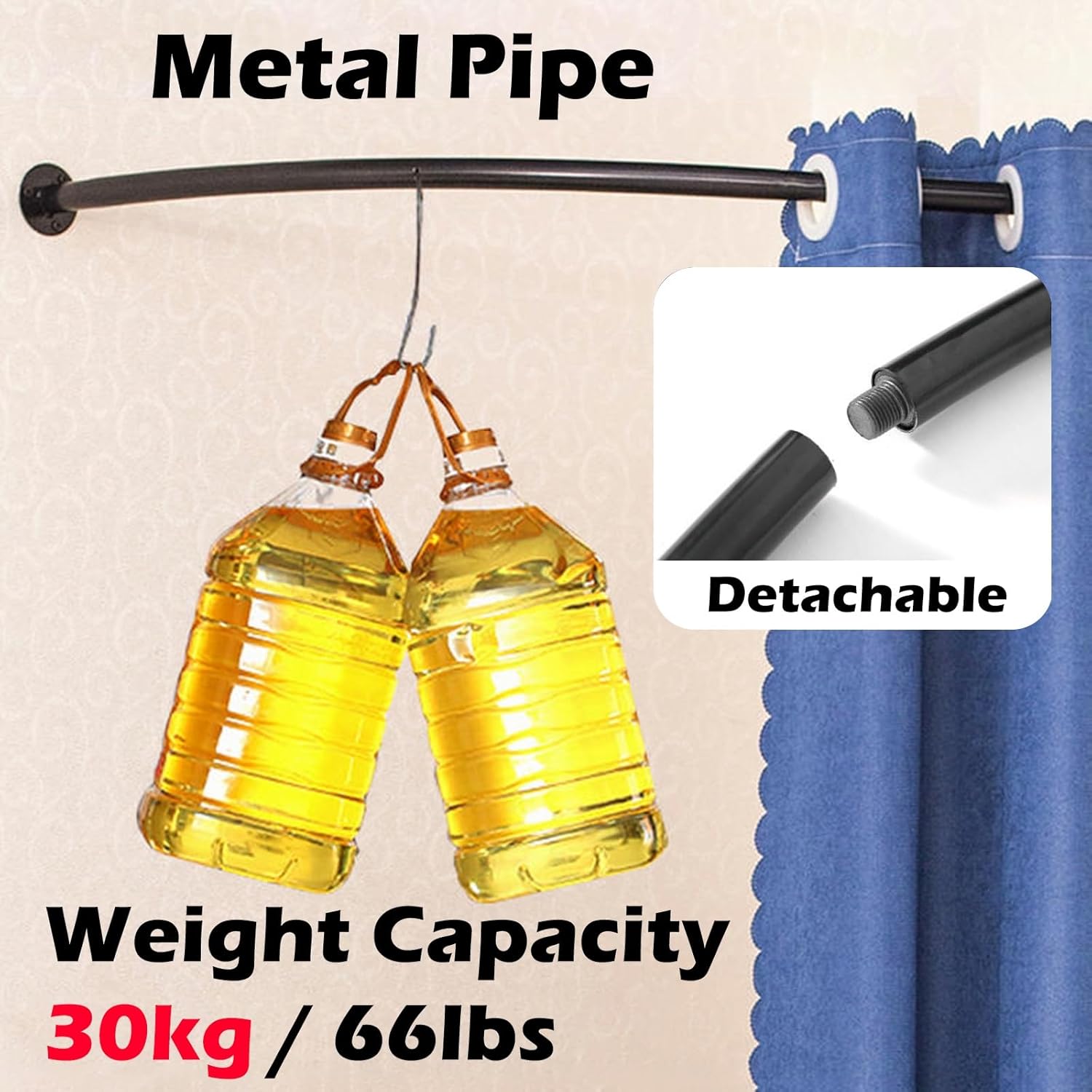 Gold White Black Changing Room Curtain Rod Corner, Portable Room Divider C-Shape Rail for Clothing Shop Shower, Privacy Space Fitting Rooms - Wall Mount(Gold Rod,120cm/3.9ft)