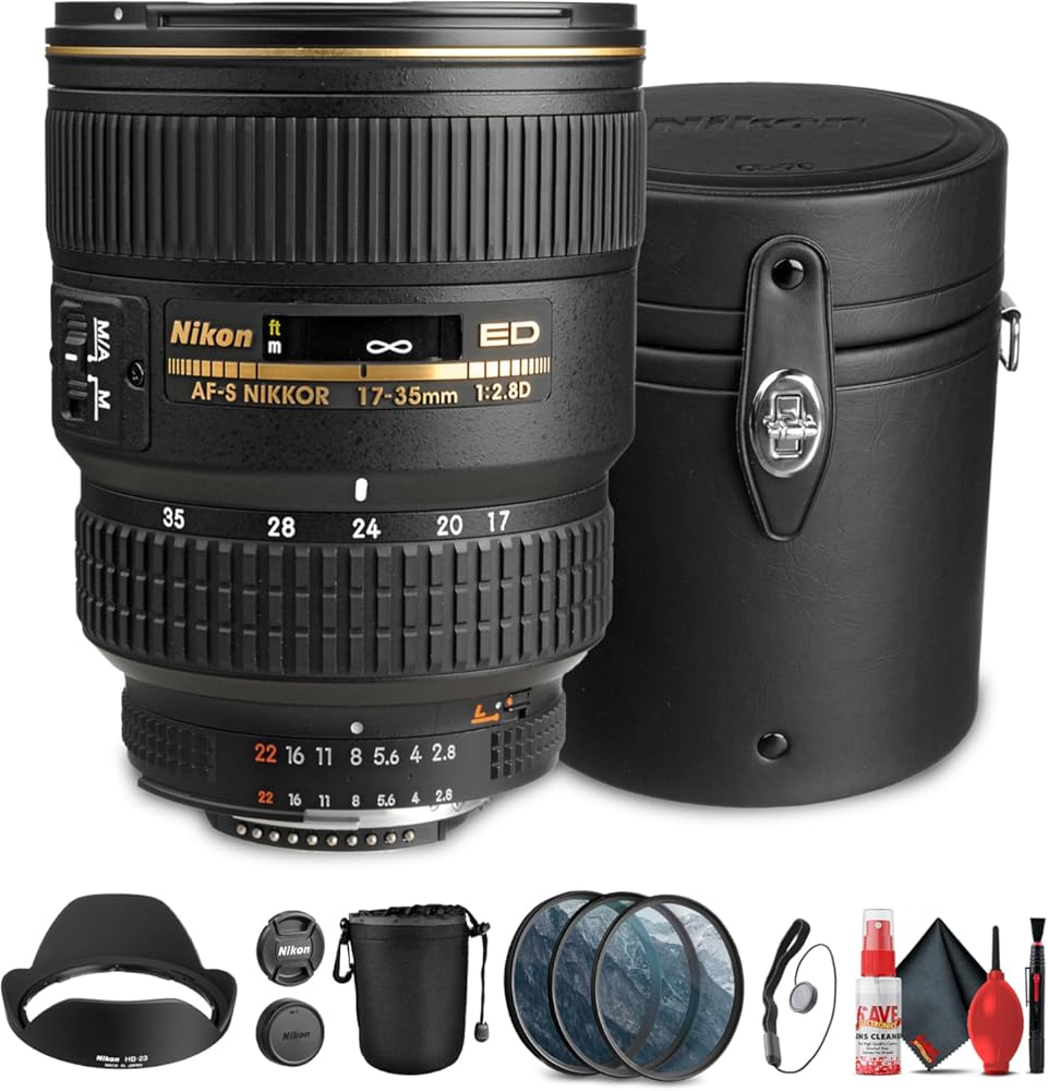 Nikon AF-S Wide-Angle Zoom-NIKKOR 17-35mm f/2.8D IF-ED Lens | Pro Optics & Silent Autofocus (1960) + Lens Filter Kit + Cleaning Kit + Lens Pouch + Cap Keeper (Renewed)