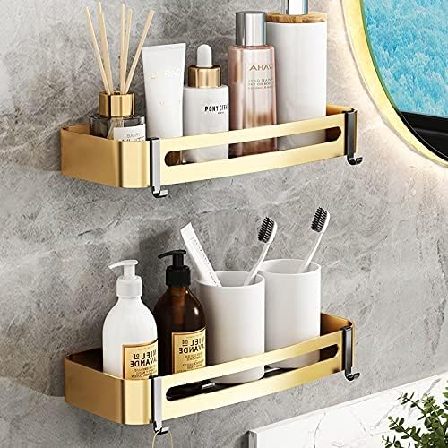 Shower Shelves Hanging Bathroom Shelves Organizer, Wall-Mounted Toilet Storage Rack Bathing Accessories (Color : 2PCs)