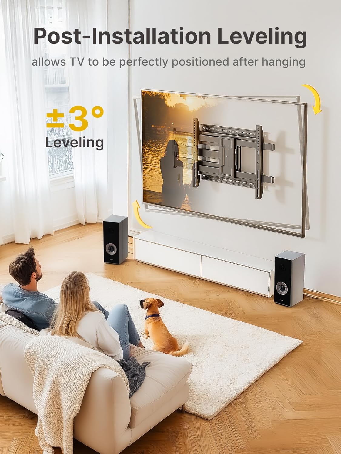 monTEK Long Arm TV Wall Mount for Most 43-80 Inch TVs, 42 Inch Long Extension TV Mount Swivel and Tilt, Full Motion Wall Mount Tv Bracket Fit Max VESA 600 x 400mm, Up to 110 lbs, 16”,18” Studs