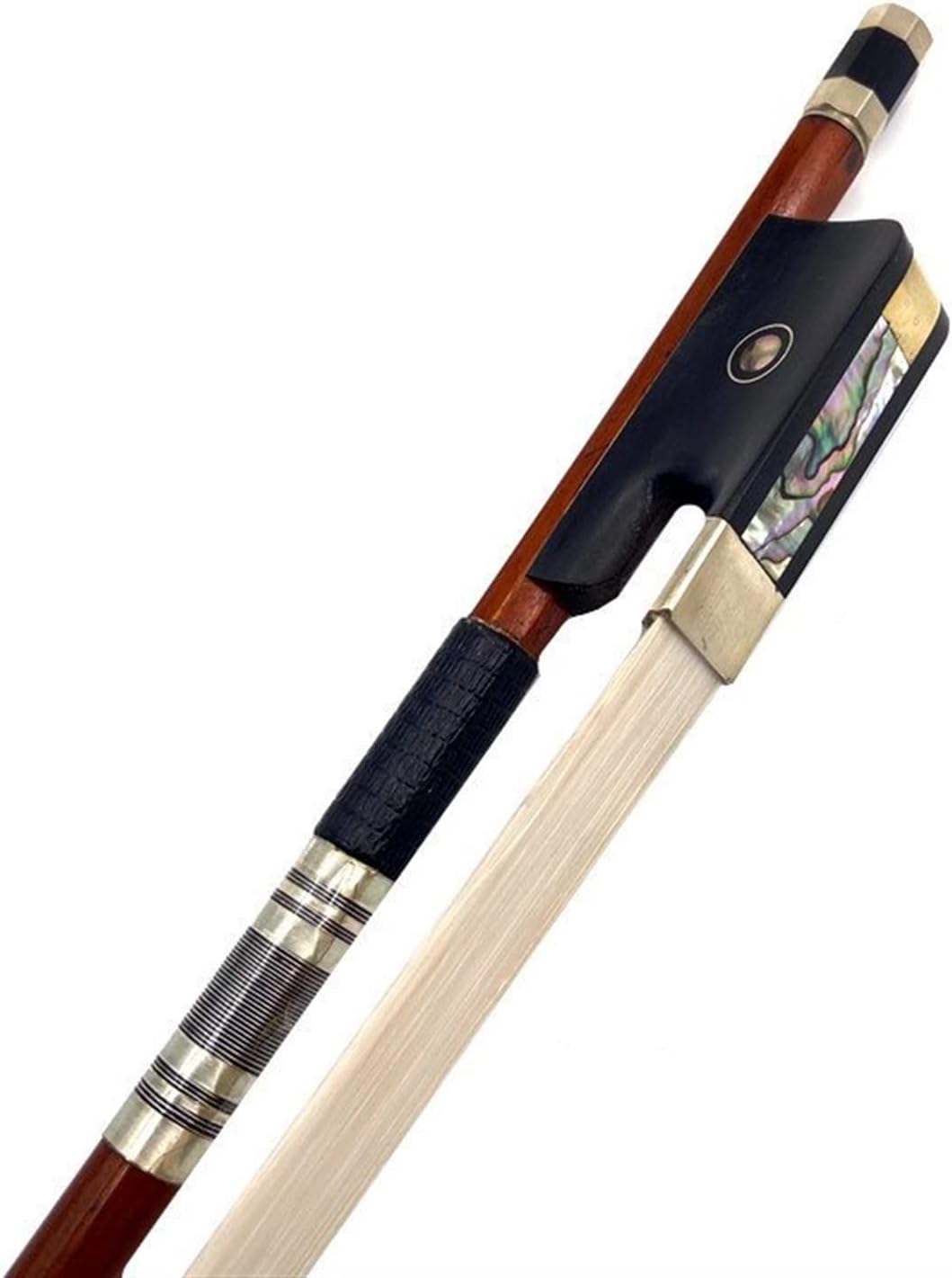 TSTS 1 Pcs Professiona Pernambuco Upright Bass Bow 3/4,White Horse Hair Horsetail Full Size Violin Bow