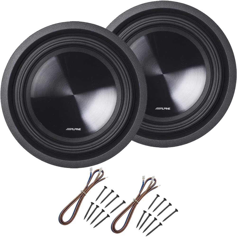 Alpine SWT-10S2 Car Audio SWT Single 2 Ohm 700 Watt Subwoofers with Sub Install Kit Package