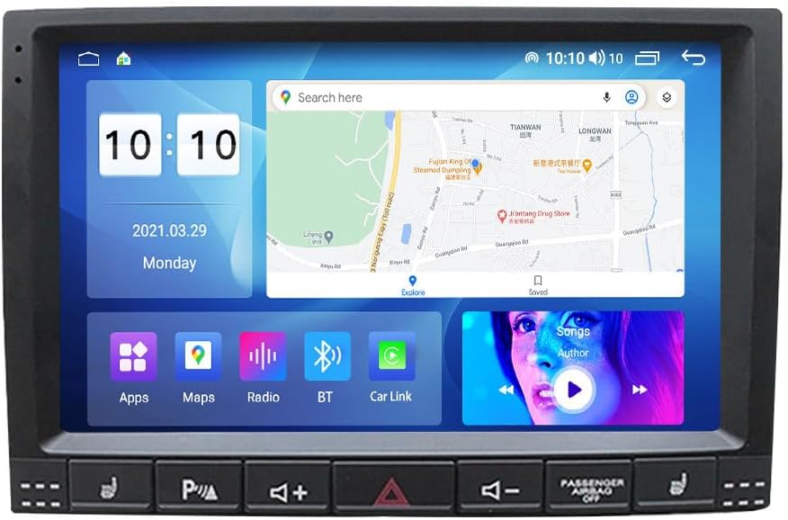 Android Car Stereo for VW-Touareg 2002-2012,9 inch IPS Touchscreen with Upgrade Wireless CarPlay & Android Auto,WiFi/GPS,Support SWC and Subwoofer,8-Core 8G+256G