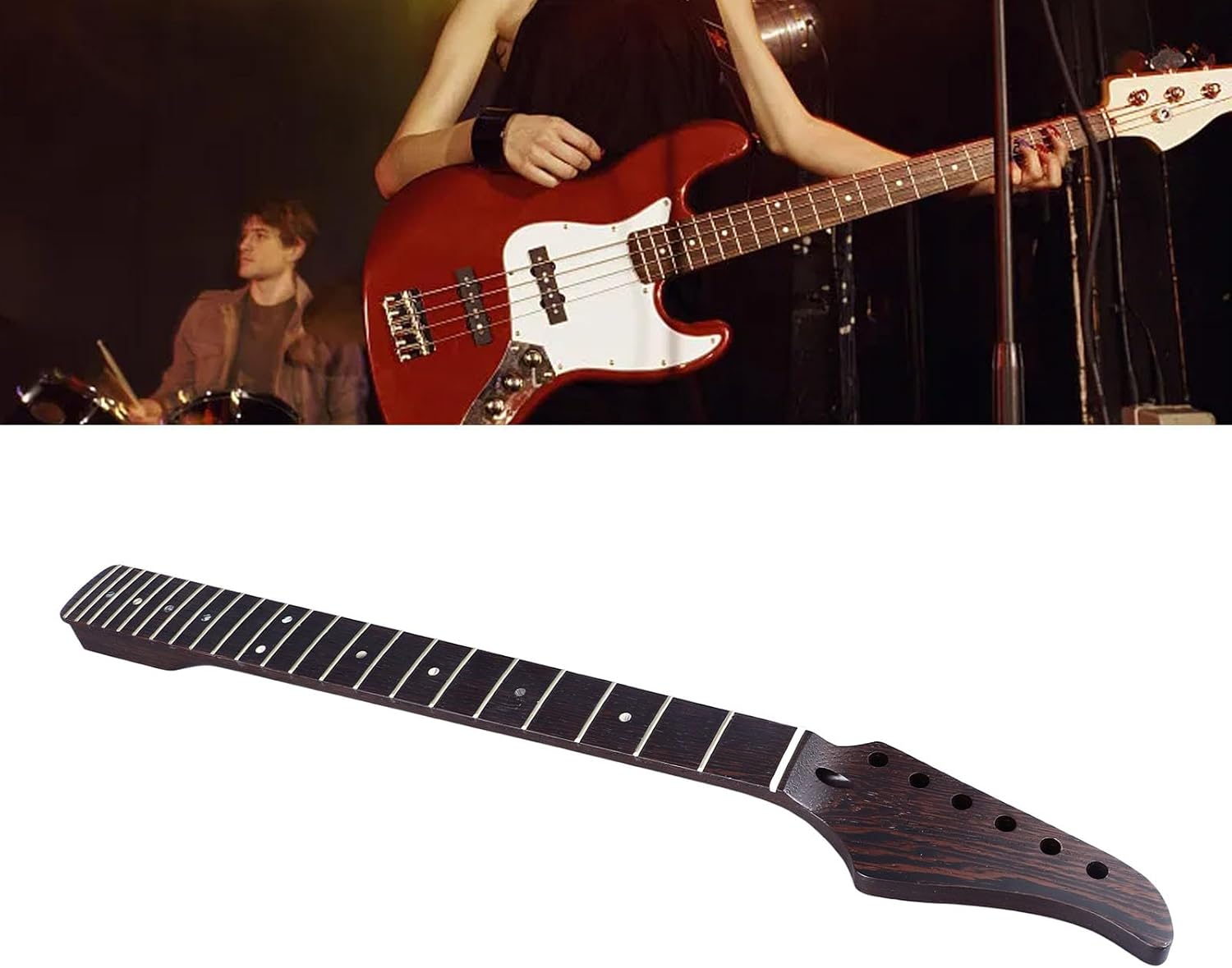 Electric Guitar Neck,Portable Wenge Wood Guitar Fingerboard Neck Replacement Parts for ST Electric Guitar