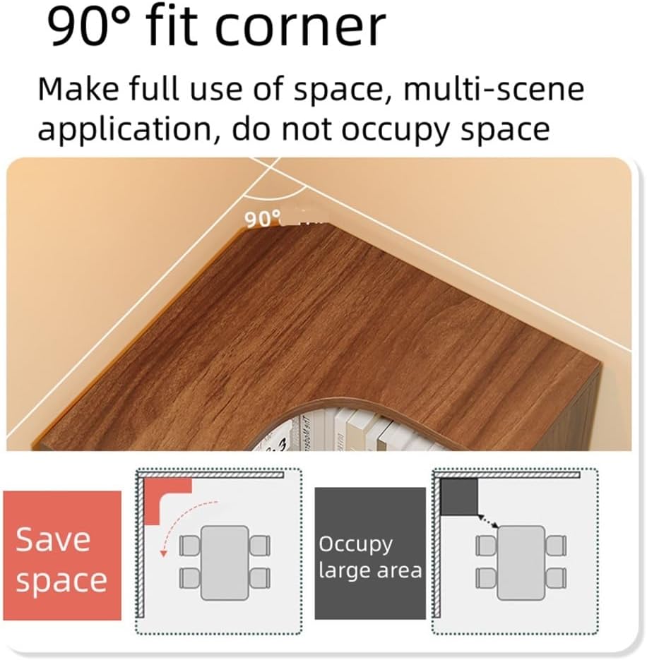 5-Tier Corner Bookshelf Wall Mount, Wood Floating Shelves, Open Shelf Bookcase, Corner Cabinet for Living Room, Bedroom, and Office, Easy to Assemble(Light Brown)