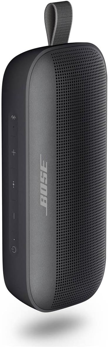 Bose SoundLink Flex Bluetooth Speaker, Portable with Microphone, Wireless Waterproof Speaker for Travel, Outdoor and Pool Use with Slinger Hard Travel Case & USB Plug (Black)