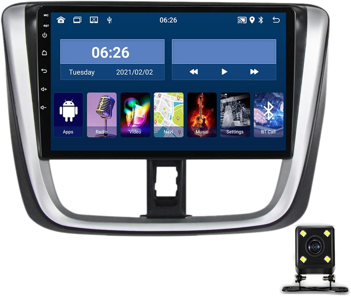 Double Din Car Stereo with Bluetooth, 9 Inch Car Multimedia Receiver for Toyota Vios Yaris L 2016-2019 Car Audio MP5 Player with Backup Camera/USB/FM Car Radio/SWC,1g+16g