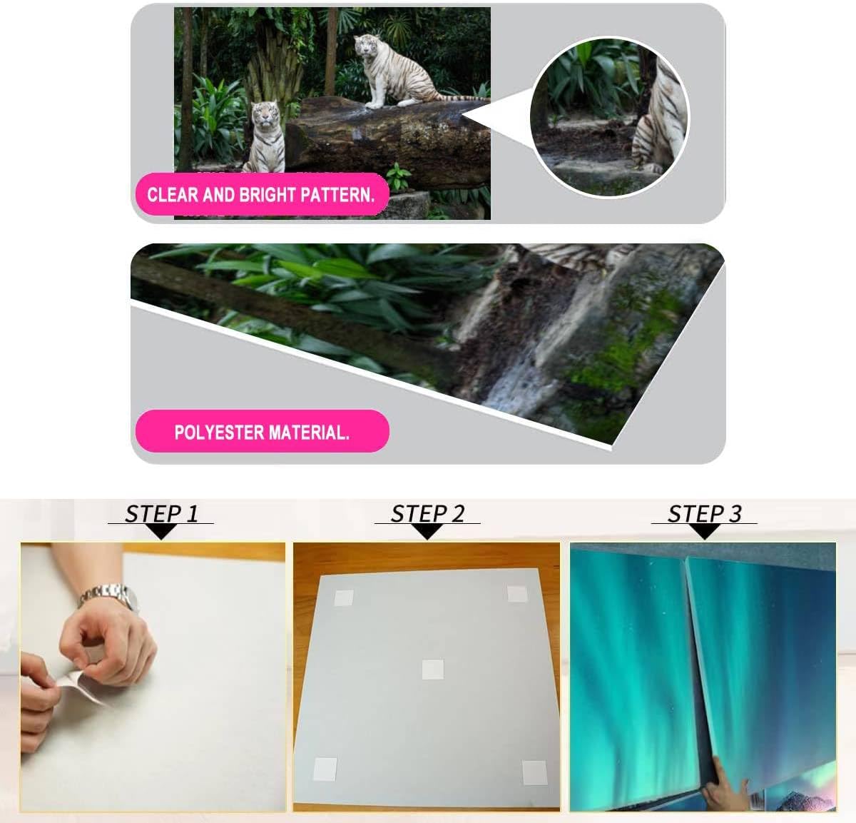 6 Pack Art Acoustic Panels Two white Bengal tigers a jungle Soundproof Wall Panels Padding Decorative Sound Absorbing Panels 72