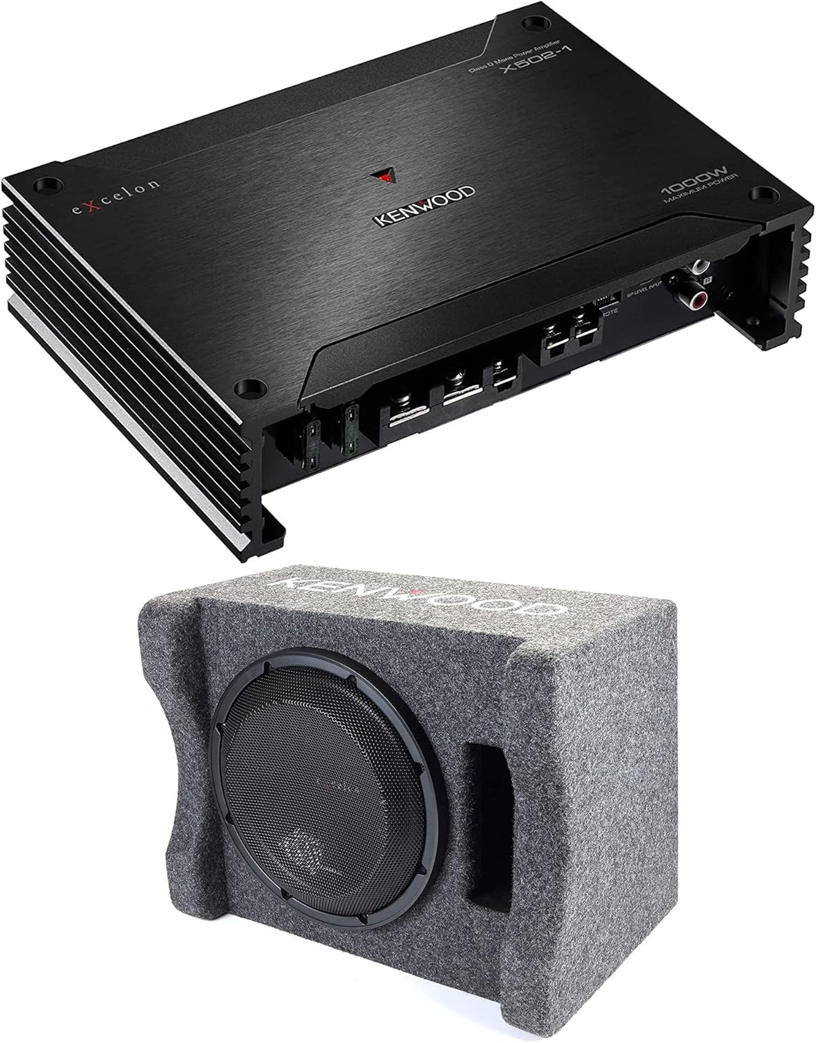 Kenwood X502-1 eXcelon 500-Watt @ 2 Ohms Class D Subwoofer Amplifier | Plus P-XW1241S eXcelon 12
