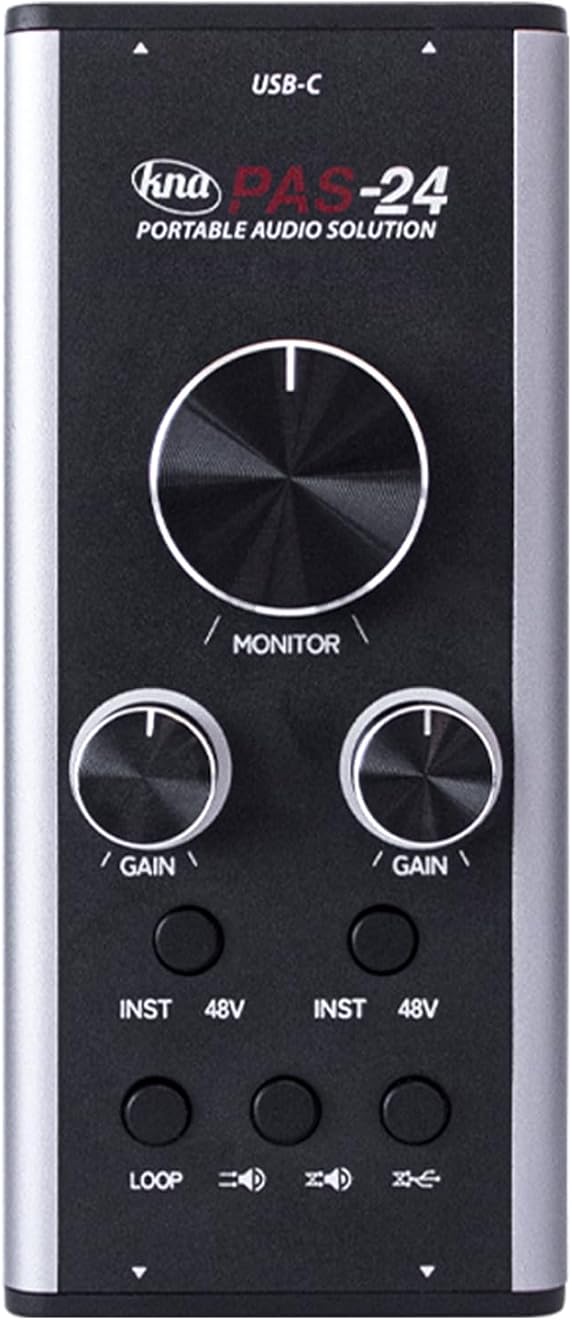 KNA PAS-24 Portable Audio Interface – 24-Bit/192kHz USB Sound Card for Home Recording Musicians and Creators, XLR & 1/4