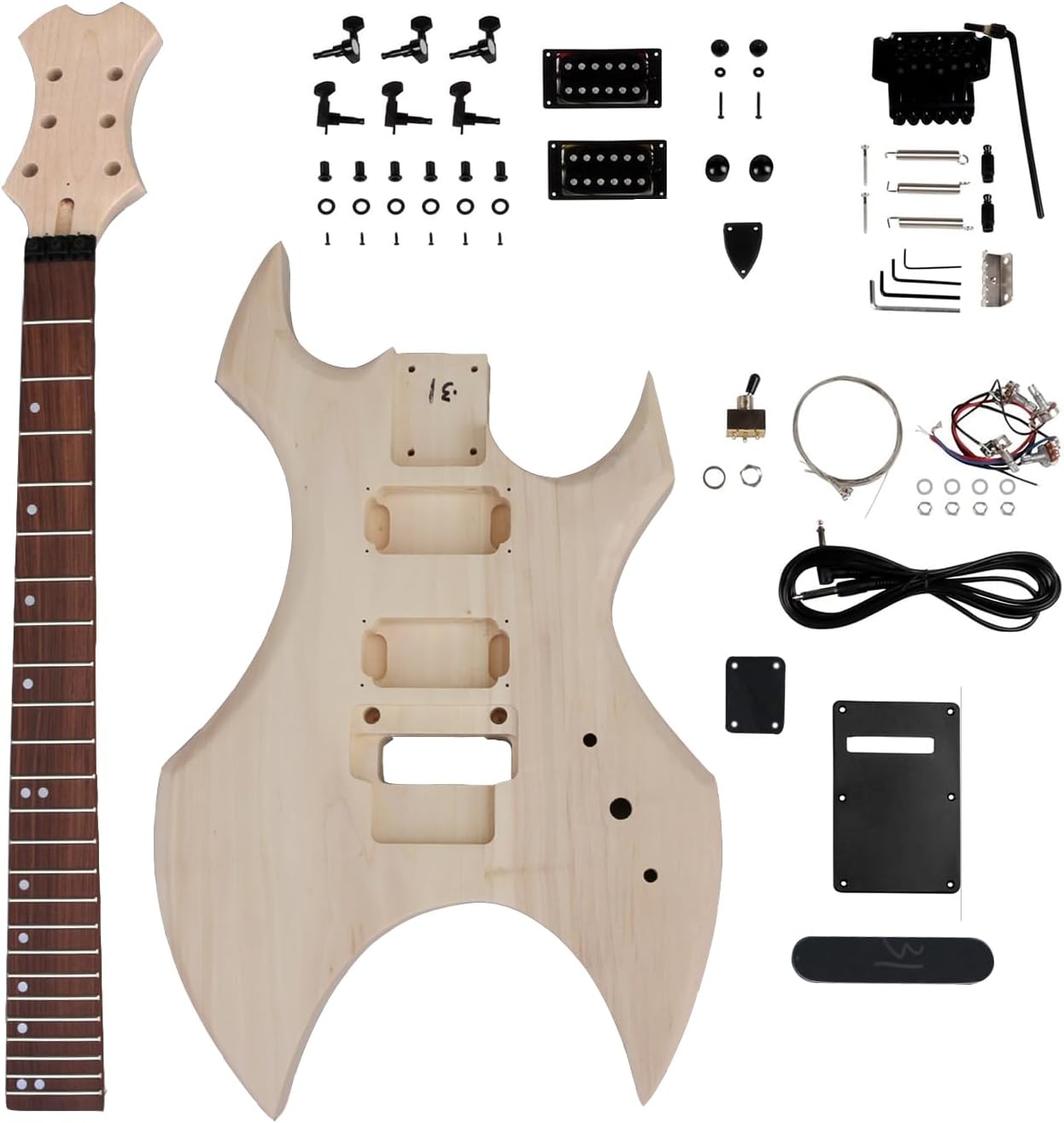 WUQIMUSC DIY electric guitar kits Basswood Guitar Body Mahogany Neck 24 fret 25.5 inch build on your own