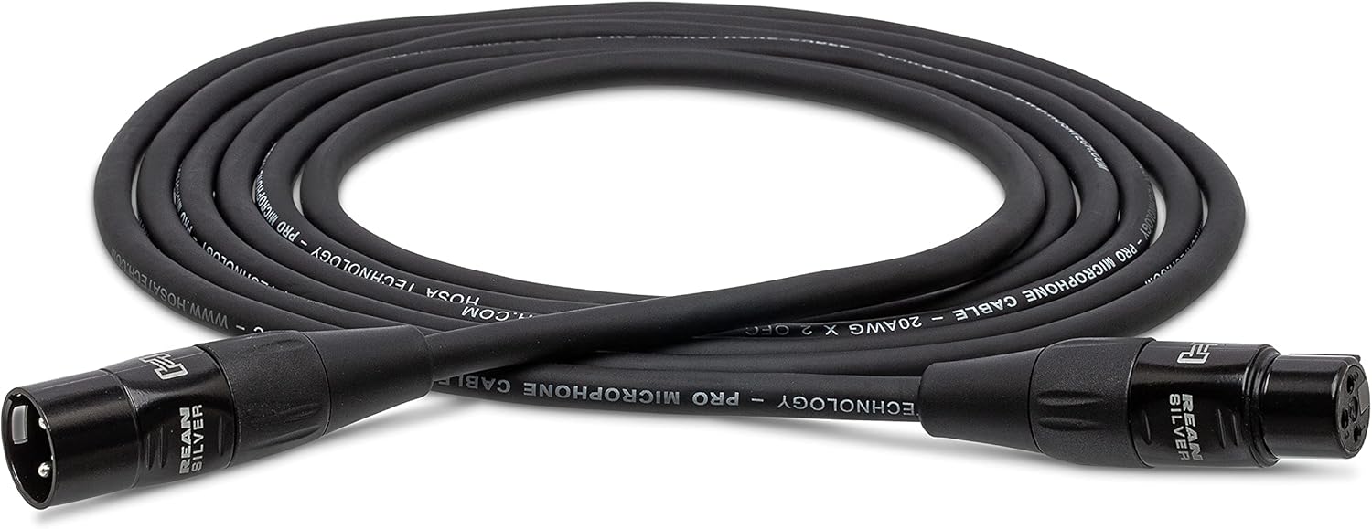 HOSA HMIC Pro Microphone Cables REAN XLR3F to XLRM - (50 Feet) (Black) HMIC-025 REAN XLR3F to XLR3M Pro Microphone Cable, 25 Feet