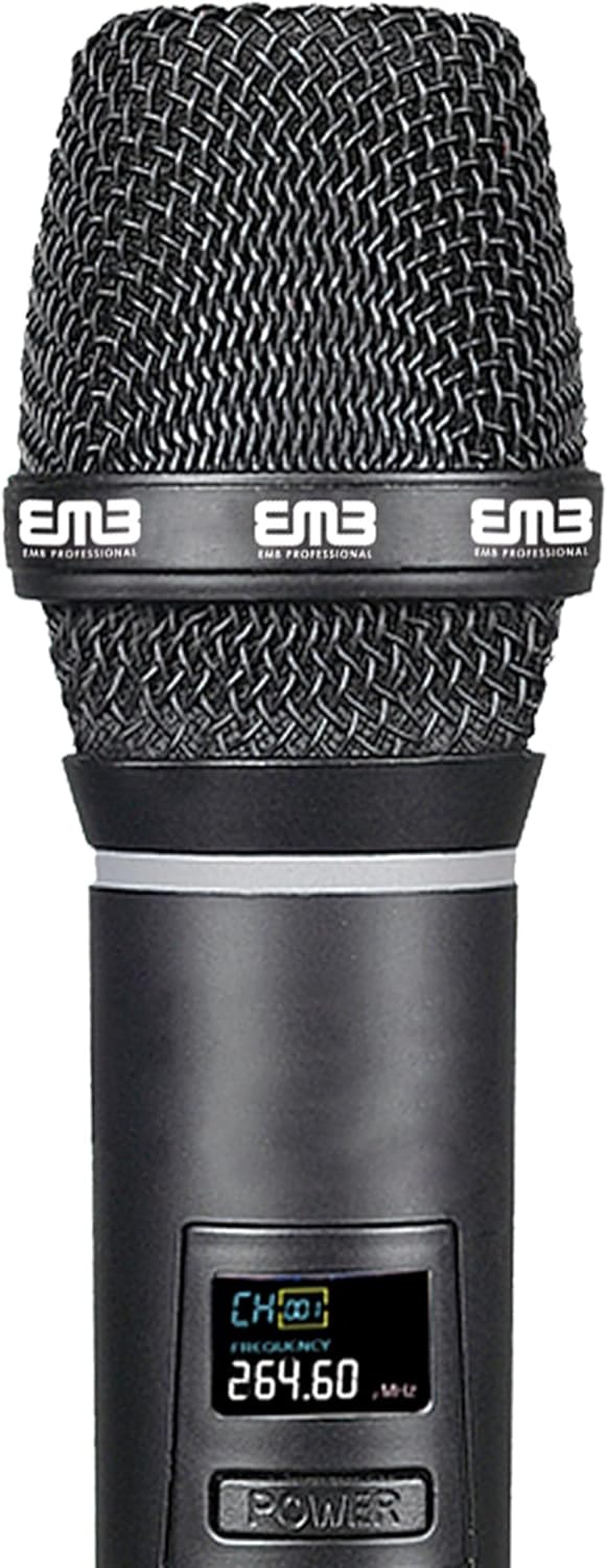 EMB EMIC1250PRO Dual VHF Wireless Handheld Microphone System w/Rechargeable Receiver - Great for Any Occasion Such as Karaoke, DJ, Wedding, Church, Classroom, Stage, Business and Outdoor
