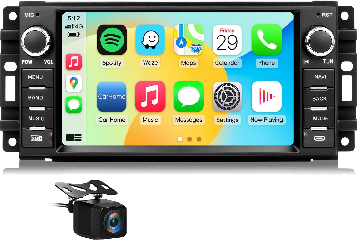 OHREX Car Radio for Jeep Wrangler JK 2007-2018 Dodge Ram 1500 2009-2012 Replacement Upgrade Stereo with CarPlay Android Auto Backup Camera