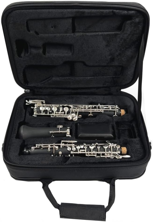 Professional C Key Oboe Semi-automatic Style Woodwind Instrument with Oboe Reed Gloves Leather Case Carry Bag