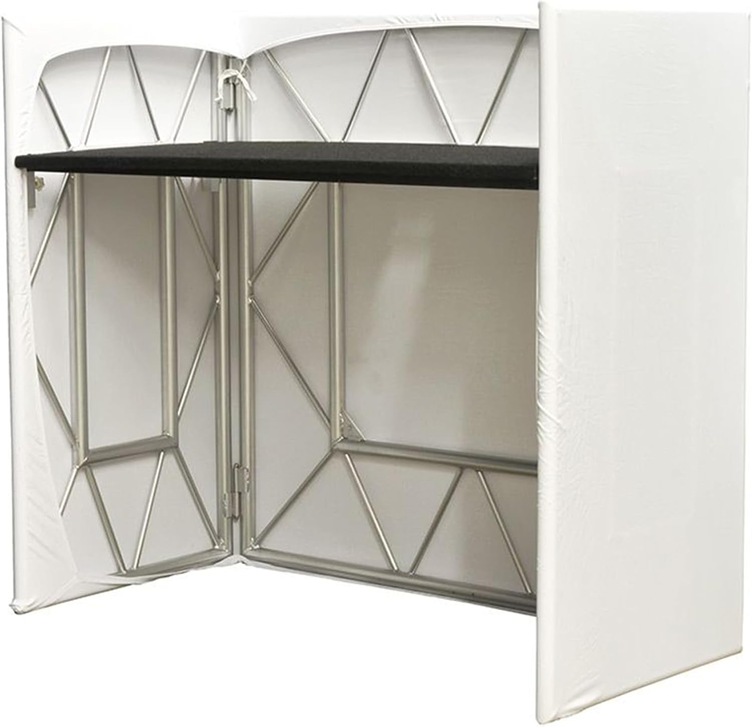 Audiosavings bundle: ADJ Pro Event Table 2 Foldable Portable Metal DJ Booth Facade bundled with Black and White Scrims (3 items)