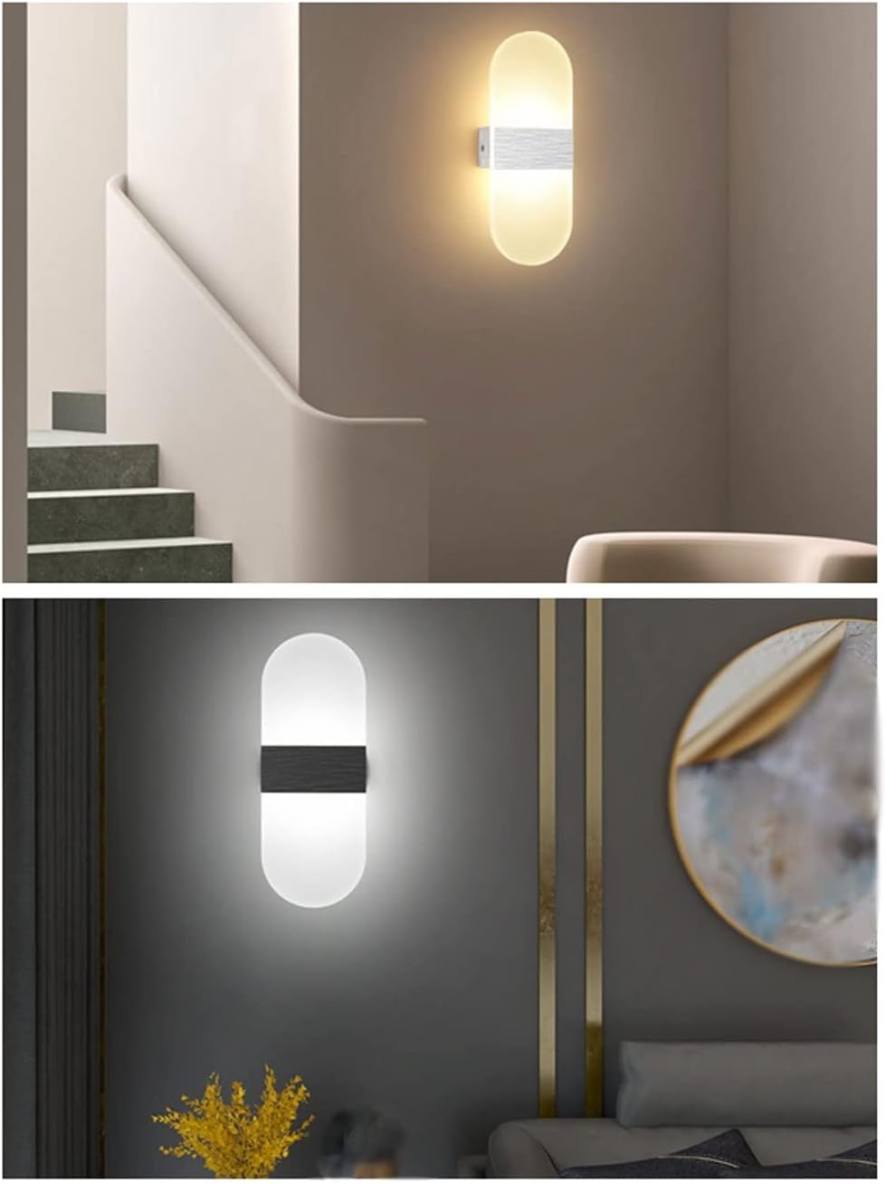 Modern Acrylic Brushed Aluminum Finish Wall Lamps, Corners Wall Light Home Decor Wall Sconce for Living Room Bedroom Hallway Mirror Lámpara de Pared (Color : Gold, Size : Warm Light)