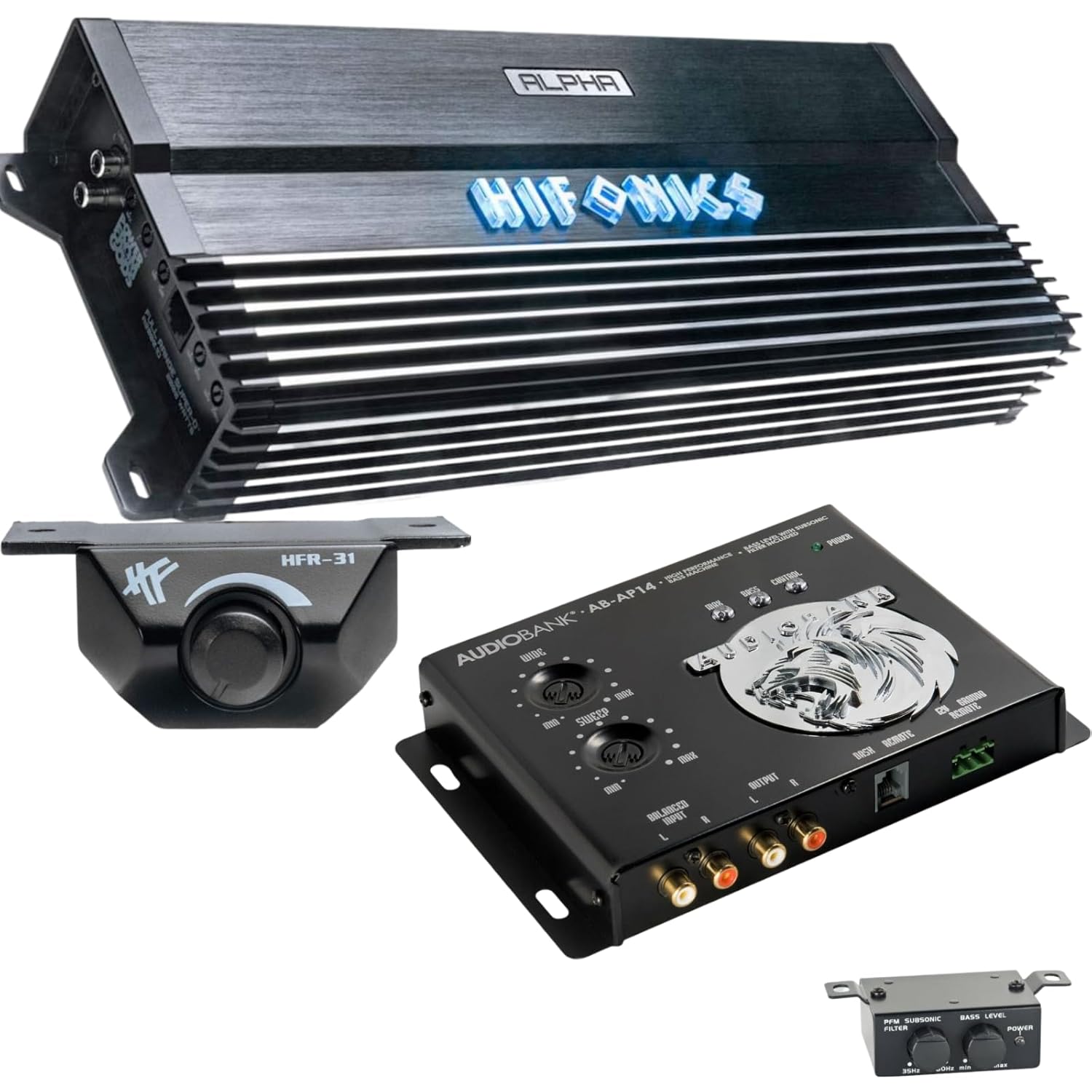 Hifonics Alpha A2000.1D 2000W Super D-Class Monoblock Compact Car Amplifier with Bass Knob and AP14, Ultra-Fi MOSFET for Subwoofer Performance