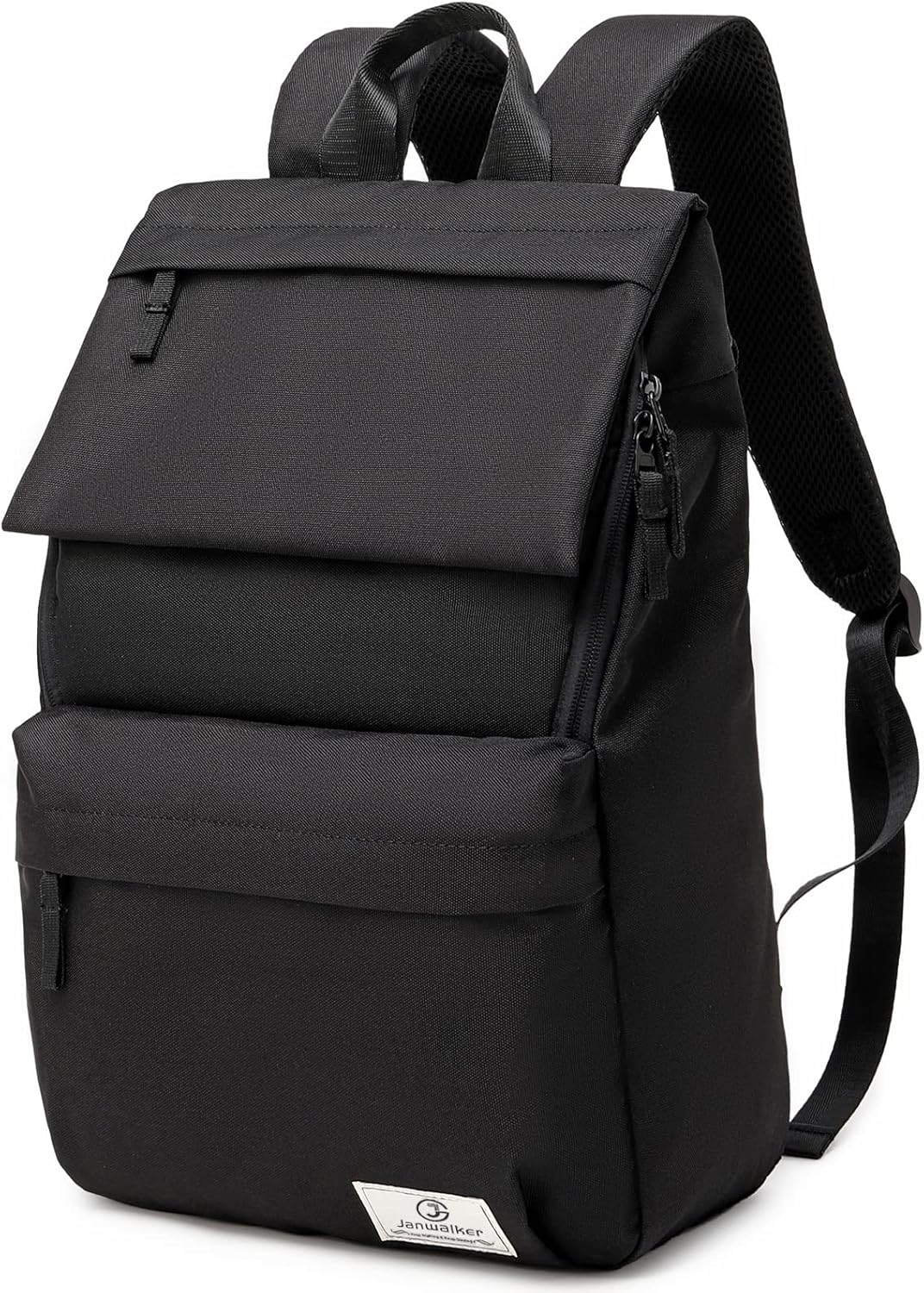 Janwalker Backpack for Men and Women Slim Travel Laptop Backpacks with Laptop Compartment/Luggage Strap, Water Resistant Work Computer Back Pack 15.6 Inch & Anti-Theft Casual Daypacks, Black