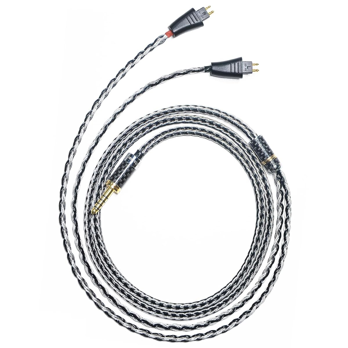 16 Strands 7N Single Crystal Copper/Silver Mixed Headphones Replacement Cables 4Pin XLR/2.5mm/4.4mm Balance for Fostex TH900 MK2 TH909 TH610 (4.4mm Plug)