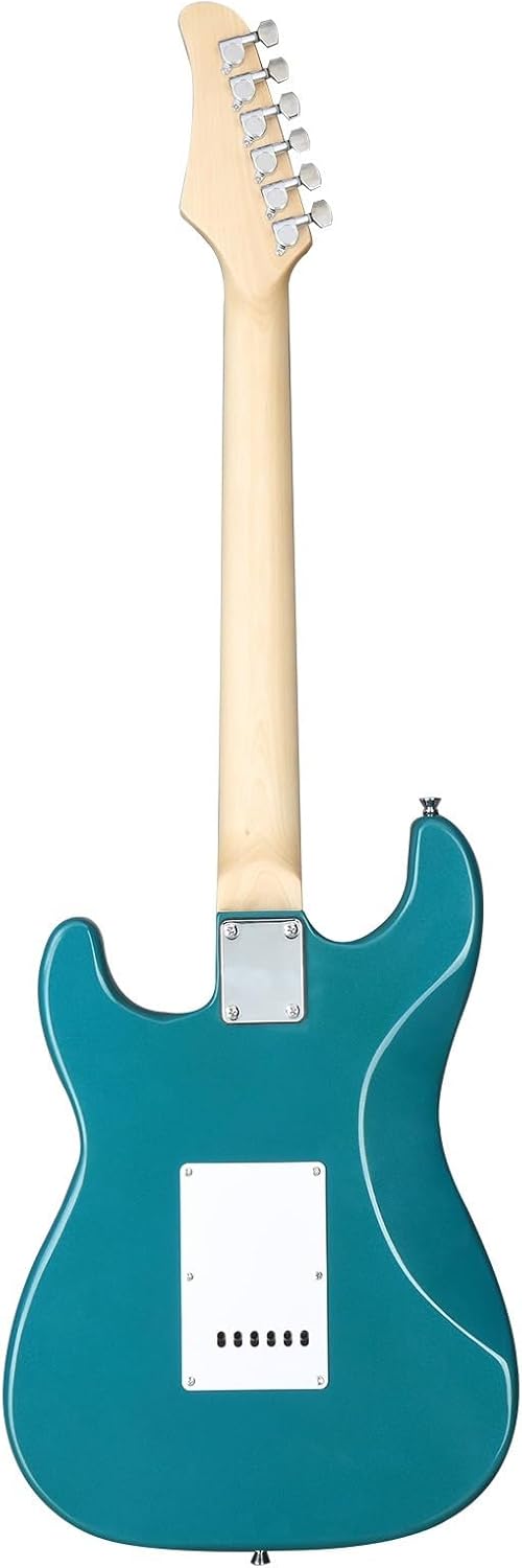 KST 39in Single Single Double Pickup with Speaker Technology Wooden Fingerboard Electric Guitar Lake Blue White Shield