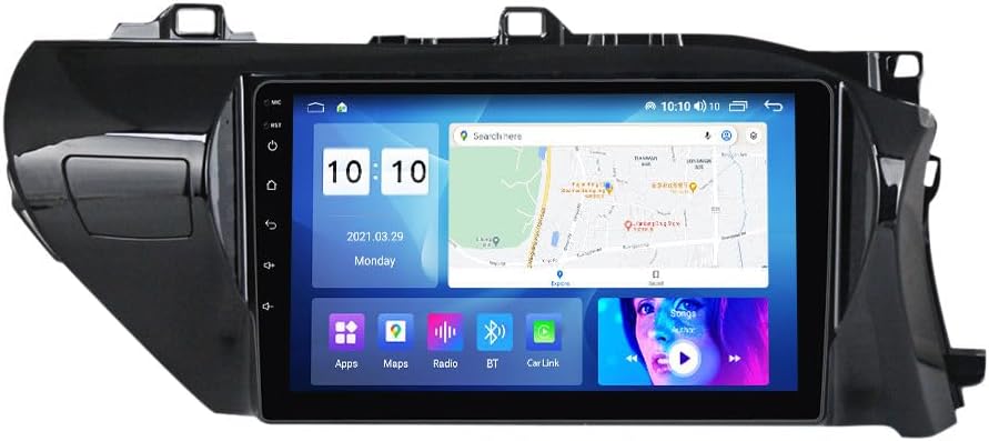 Android Car Stereo for Toyota Hilux 2015-2020 Right Hand Drive Only,10 inch IPS Touchscreen with Upgrade Wireless CarPlay & Android Auto,WiFi/GPS,Support SWC and Subwoofer,4-Core 2G+32G