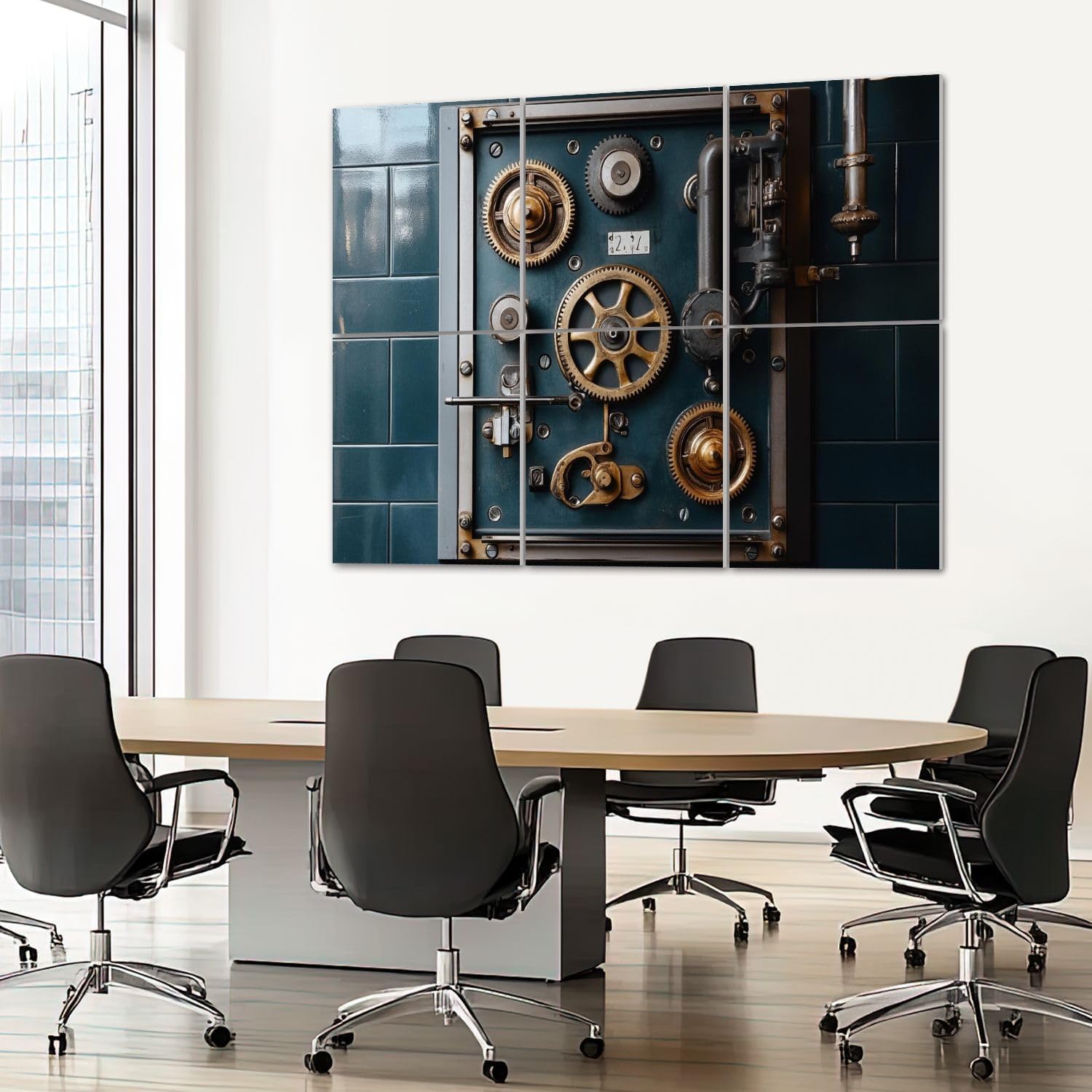 6 Pack Art Acoustic Panels Sound Absorbing Industrial Machine Old Factory Gears Mechanical Components Textures Decorative Soundproof Wall Panels Self Adhesive for Recording Studios Office 72