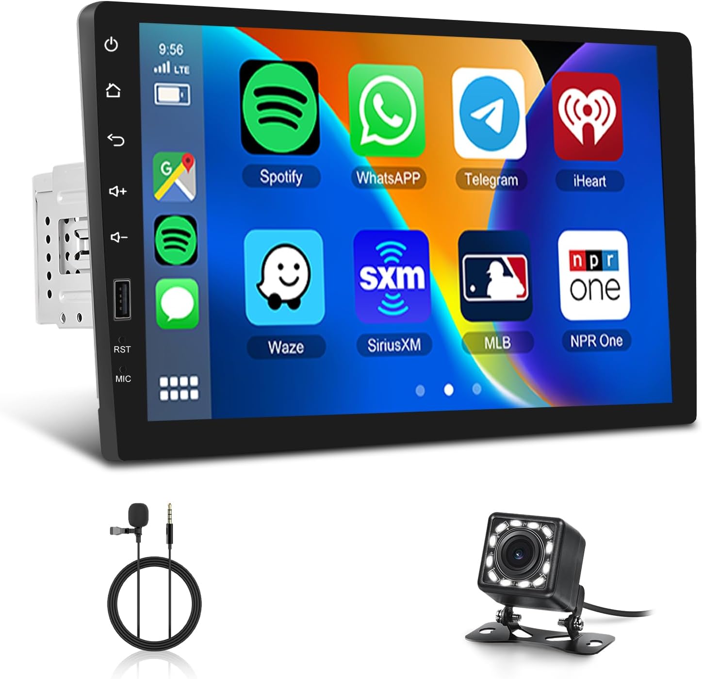 9 Inch Wireless Carplay Single Din Car Stereo Android Auto, METEESER Bluetooth IPS Touchscreen Car Radio Audio Receiver with Mirror Link, FM/AM/RDS,Voice Control, FM,EQ,USB/AUX Backup Camera