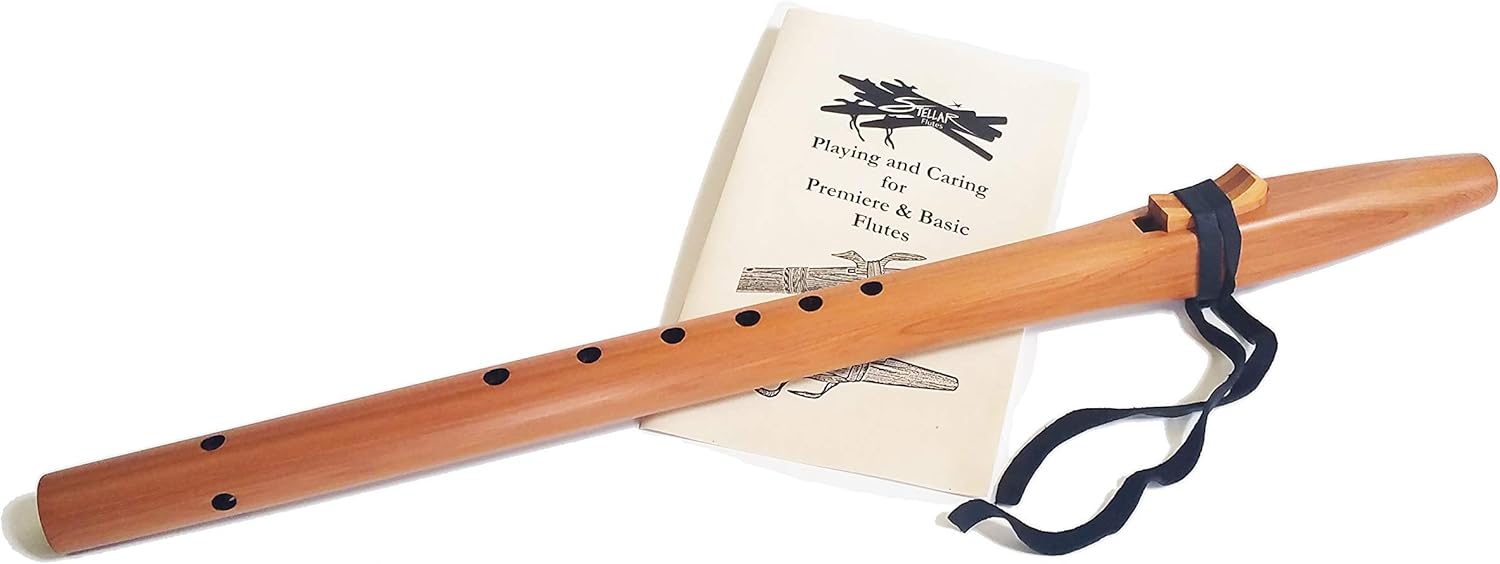 Native American Style G Flute, Cedar Beginner Flute Package with Book by Stellar Flutes. Stellar Basic G Flute (Flute Bag Not Included)