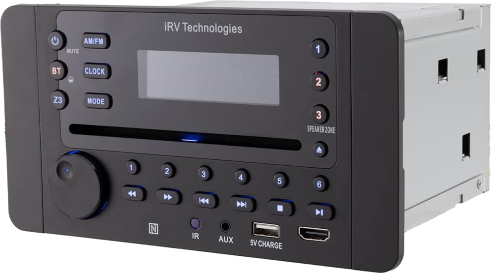 Car Stereo with Bluetooth,IRV Technology iRV63 Independent Zone 3 Wireless RV Radio,Supports HDMI ARC,APP,Digital Surround Sound,A&FM,DVD,MP4,CEC,NFC,Clock,3 Zones Wall Mount Car Audio Receiver